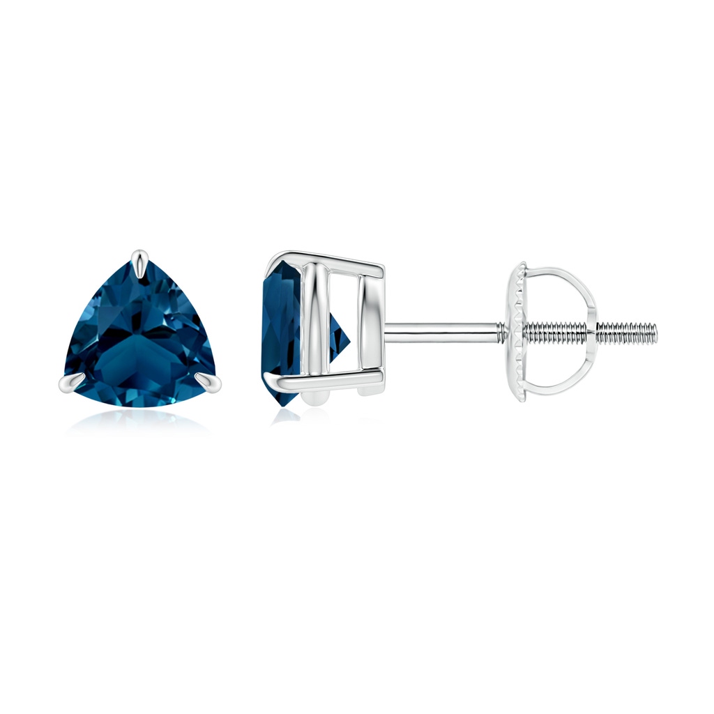 5mm AAAA Claw-Set Trillion London Blue Topaz Stud Earrings in P950 Platinum