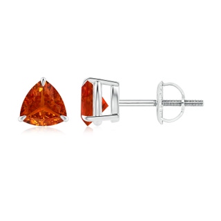 5mm AAAA Claw-Set Trillion Spessartite Stud Earrings in P950 Platinum