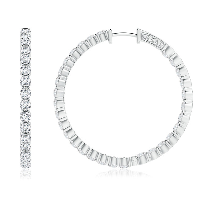 2.1mm GVS2 Classic Shared Prong Diamond Inside Out Hoop Earrings in 9K White Gold product image