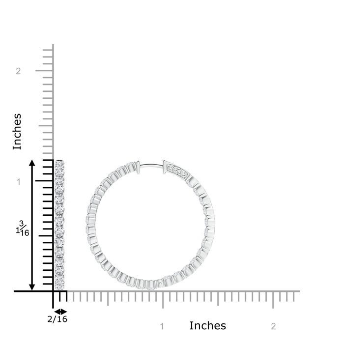 2.1mm GVS2 Classic Shared Prong Diamond Inside Out Hoop Earrings in 9K White Gold product image