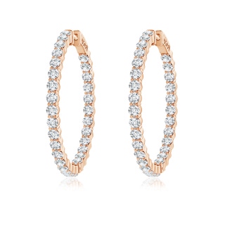 2.1mm GVS2 Classic Shared Prong Diamond Inside Out Hoop Earrings in Rose Gold