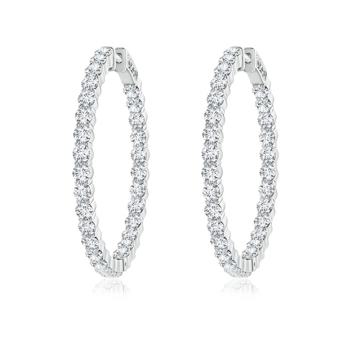 2.1mm GVS2 Classic Shared Prong Diamond Inside Out Hoop Earrings in White Gold 