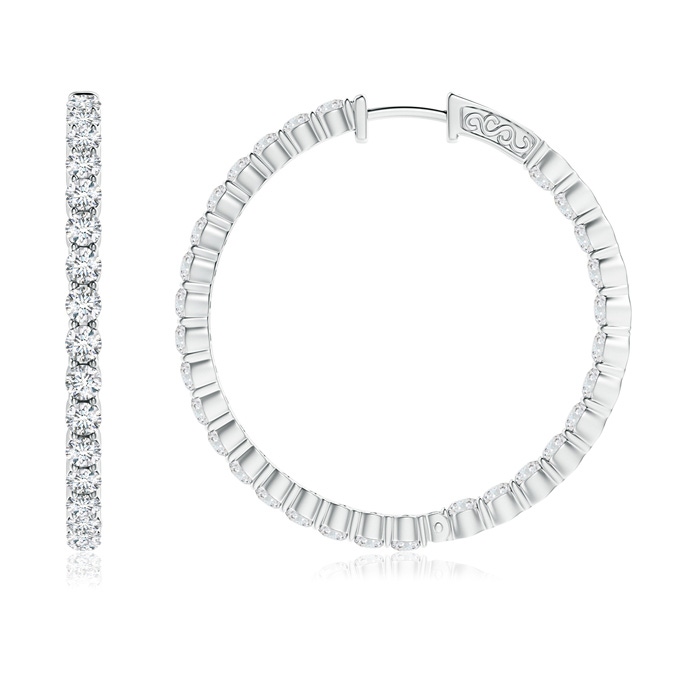 2.1mm GVS2 Classic Shared Prong Diamond Inside Out Hoop Earrings in White Gold product image