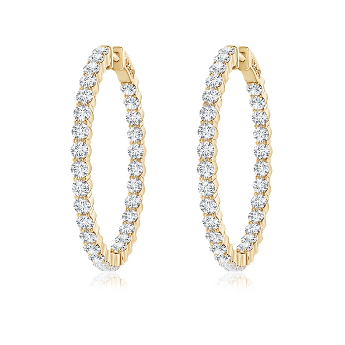 2.1mm GVS2 Classic Shared Prong Diamond Inside Out Hoop Earrings in Yellow Gold