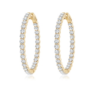2.1mm GVS2 Classic Shared Prong Diamond Inside Out Hoop Earrings in Yellow Gold