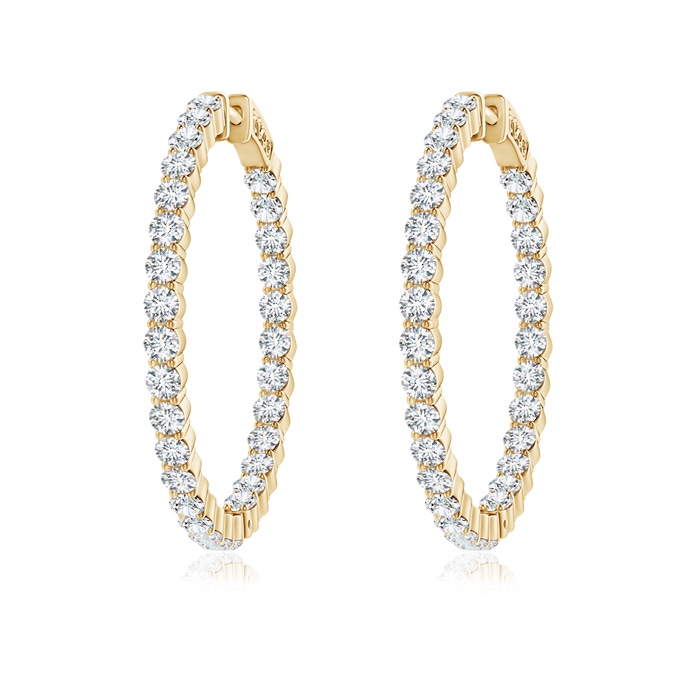 2.1mm GVS2 Classic Shared Prong Diamond Inside Out Hoop Earrings in Yellow Gold 