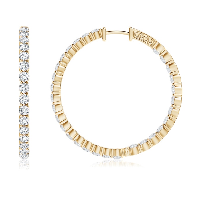 2.1mm GVS2 Classic Shared Prong Diamond Inside Out Hoop Earrings in Yellow Gold product image