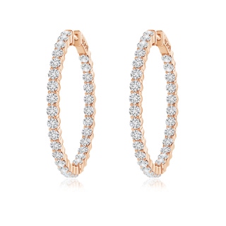 2.1mm HSI2 Classic Shared Prong Diamond Inside Out Hoop Earrings in 9K Rose Gold