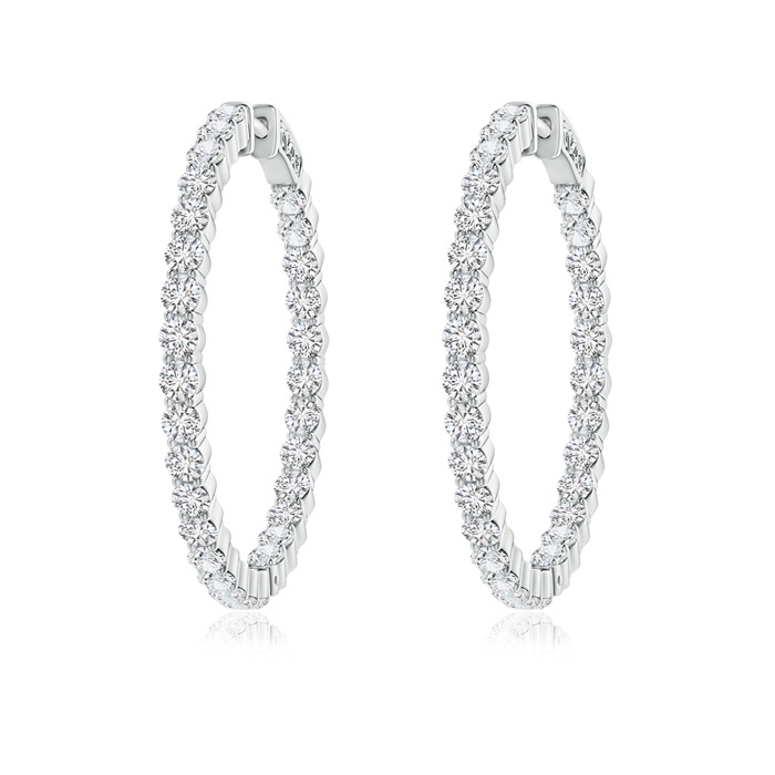 2.1mm HSI2 Classic Shared Prong Diamond Inside Out Hoop Earrings in White Gold