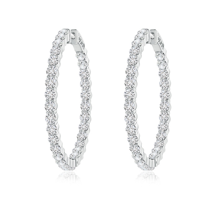 2.1mm HSI2 Classic Shared Prong Diamond Inside Out Hoop Earrings in White Gold 