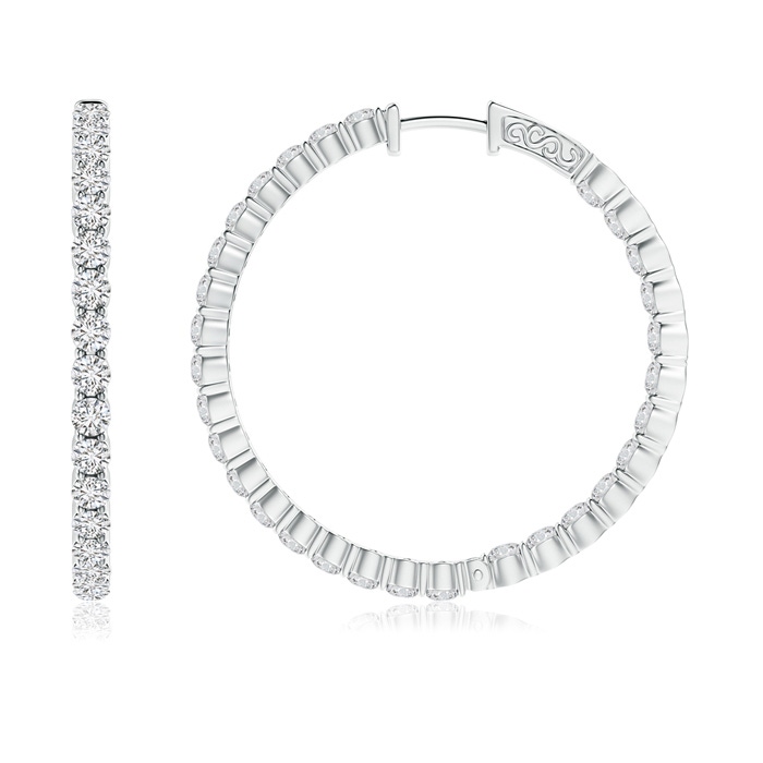 2.1mm HSI2 Classic Shared Prong Diamond Inside Out Hoop Earrings in White Gold product image