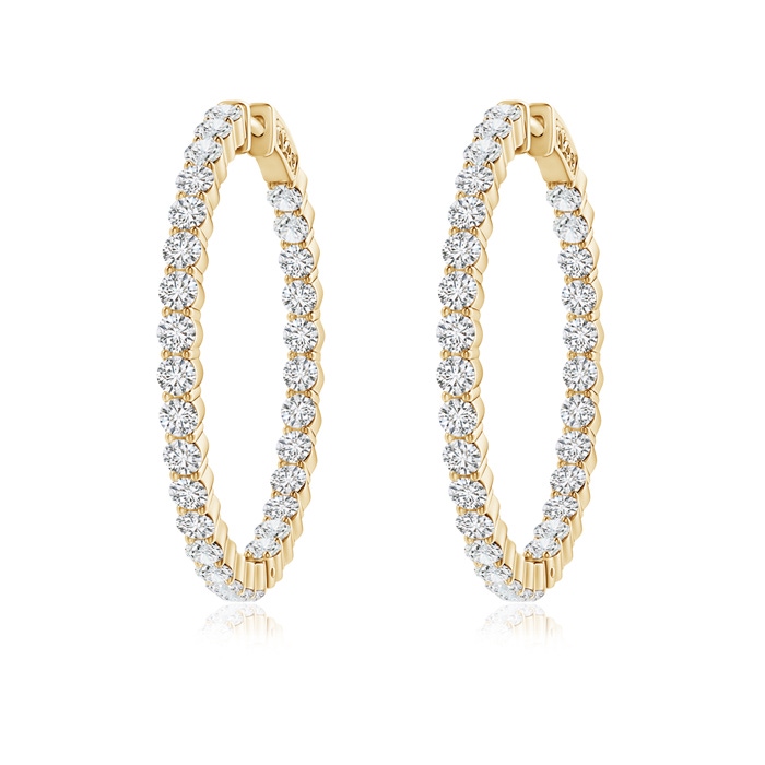 2.1mm HSI2 Classic Shared Prong Diamond Inside Out Hoop Earrings in Yellow Gold 