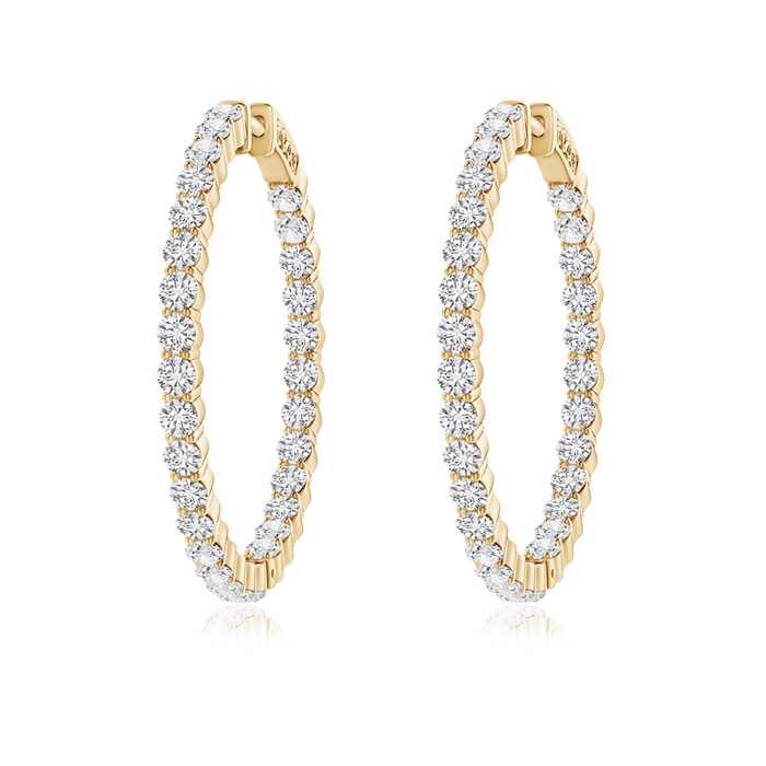 2.1mm HSI2 Classic Shared Prong Diamond Inside Out Hoop Earrings in Yellow Gold