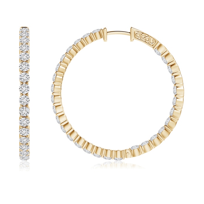 2.1mm HSI2 Classic Shared Prong Diamond Inside Out Hoop Earrings in Yellow Gold Product Image