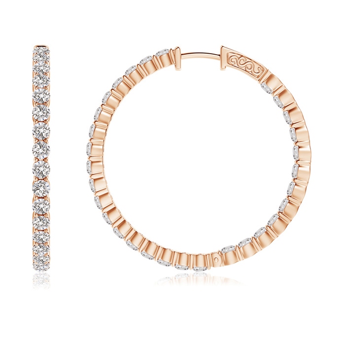 2.1mm IJI1I2 Classic Shared Prong Diamond Inside Out Hoop Earrings in Rose Gold product image