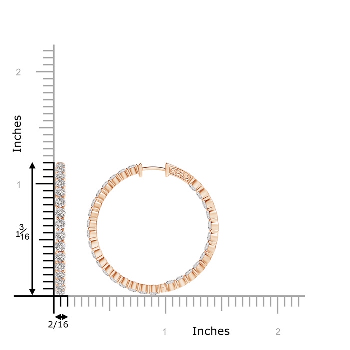2.1mm IJI1I2 Classic Shared Prong Diamond Inside Out Hoop Earrings in Rose Gold product image