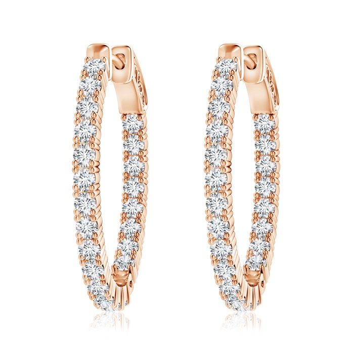 2mm GVS2 Classic Four-Prong Diamond Inside Out Hoop Earrings in Rose Gold