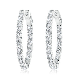 2mm GVS2 Classic Four-Prong Diamond Inside Out Hoop Earrings in White Gold