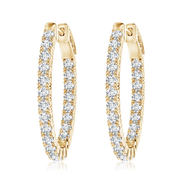 2mm GVS2 Classic Four-Prong Diamond Inside Out Hoop Earrings in Yellow Gold 