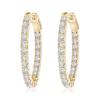 2mm GVS2 Classic Four-Prong Diamond Inside Out Hoop Earrings in Yellow Gold