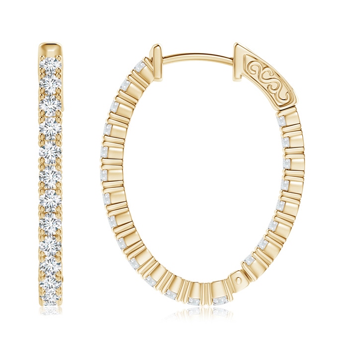 2mm GVS2 Classic Four-Prong Diamond Inside Out Hoop Earrings in Yellow Gold Product Image