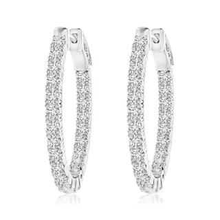 2mm HSI2 Classic Four-Prong Diamond Inside Out Hoop Earrings in White Gold