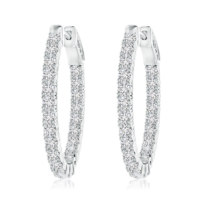 2mm HSI2 Classic Four-Prong Diamond Inside Out Hoop Earrings in White Gold 