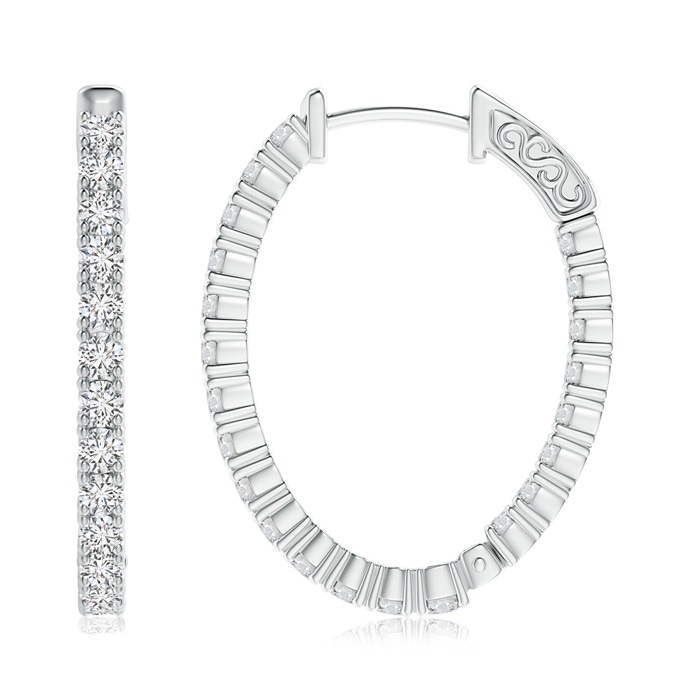 2mm HSI2 Classic Four-Prong Diamond Inside Out Hoop Earrings in White Gold Product Image