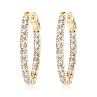 2mm HSI2 Classic Four-Prong Diamond Inside Out Hoop Earrings in Yellow Gold