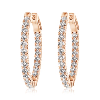 2mm IJI1I2 Classic Four-Prong Diamond Inside Out Hoop Earrings in 10K Rose Gold
