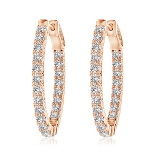 2mm IJI1I2 Classic Four-Prong Diamond Inside Out Hoop Earrings in 9K Rose Gold