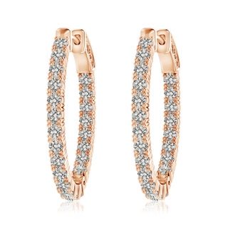 2mm KI3 Classic Four-Prong Diamond Inside Out Hoop Earrings in 10K Rose Gold