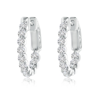 2mm HSI2 Floating Classic Diamond Inside Out Hoop Earrings in P950 Platinum