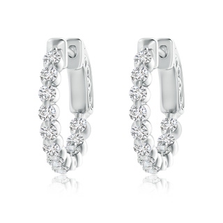 2mm HSI2 Floating Classic Diamond Inside Out Hoop Earrings in White Gold