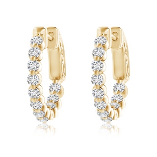 2mm HSI2 Floating Classic Diamond Inside Out Hoop Earrings in Yellow Gold
