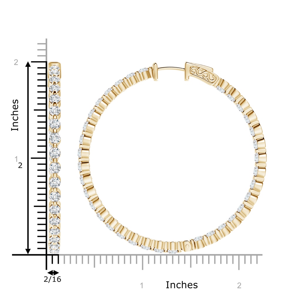 2.6mm GVS2 Shared Prong-Set Diamond Inside Out Hoop Earrings in Yellow Gold Product Image