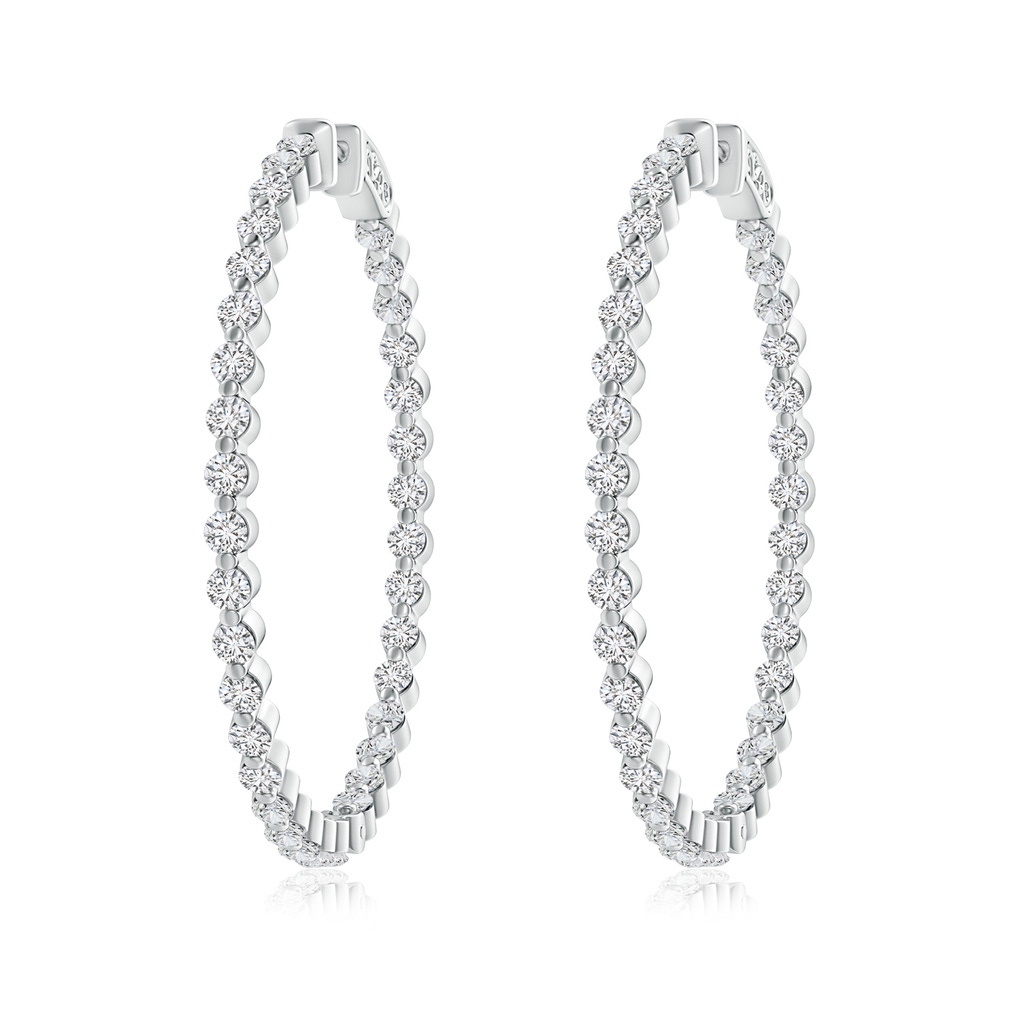 2.6mm HSI2 Shared Prong-Set Diamond Inside Out Hoop Earrings in White Gold