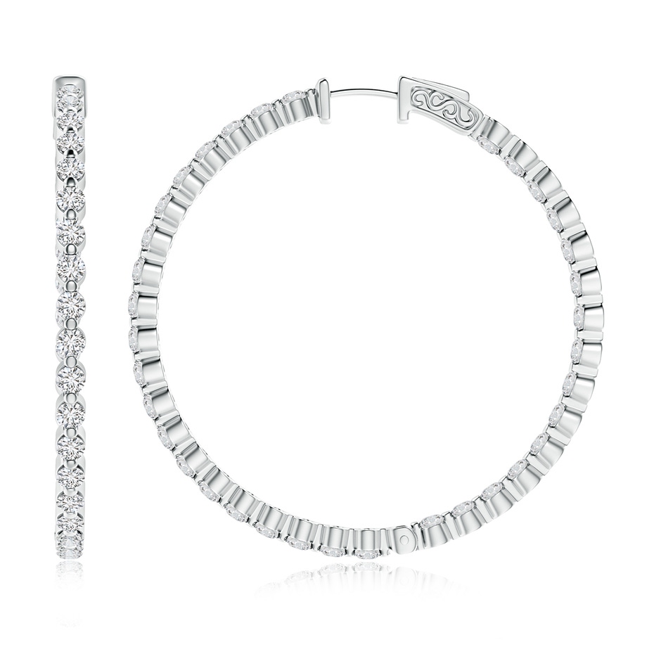 2.6mm HSI2 Shared Prong-Set Diamond Inside Out Hoop Earrings in White Gold Product Image