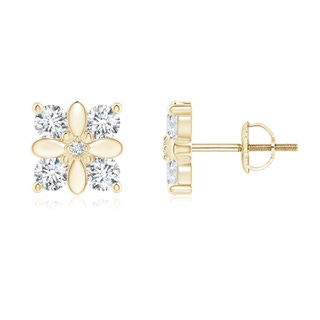 2.3mm GVS2 Prong-Set Diamond Floral Earrings in Yellow Gold