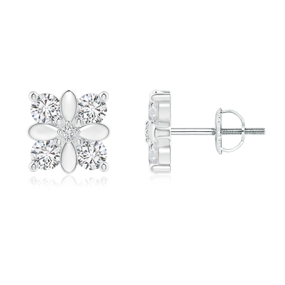 2.3mm HSI2 Prong-Set Diamond Floral Earrings in White Gold 