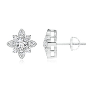 3.2mm HSI2 Vintage-Inspired Diamond Flower Stud Earrings in White Gold