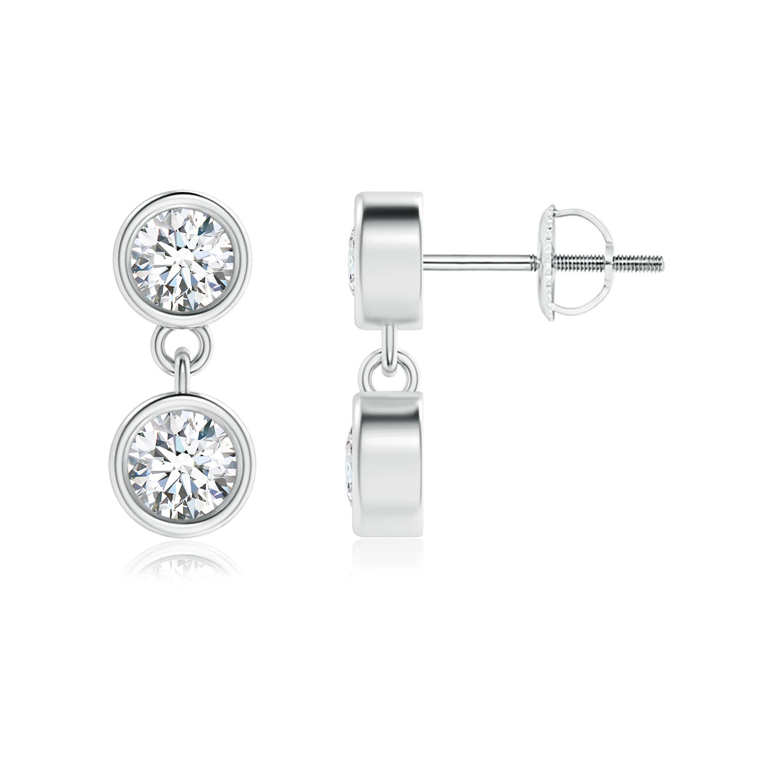 3.8mm GVS2 Dangling Two Stone Diamond Earrings in P950 Platinum