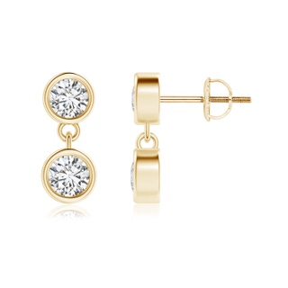 3.8mm HSI2 Dangling Two Stone Diamond Earrings in Yellow Gold