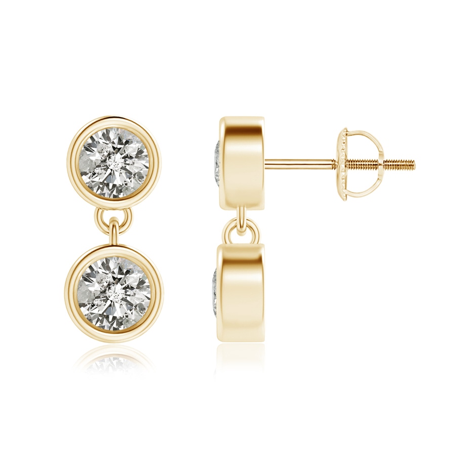 4.1mm KI3 Dangling Two Stone Diamond Earrings in Yellow Gold 