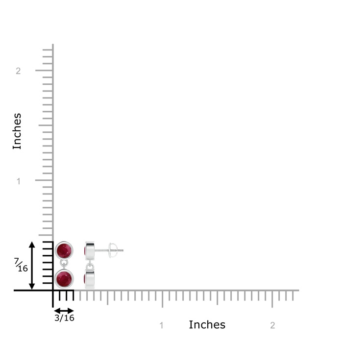 3.8mm A Dangling Two Stone Ruby Earrings in White Gold product image