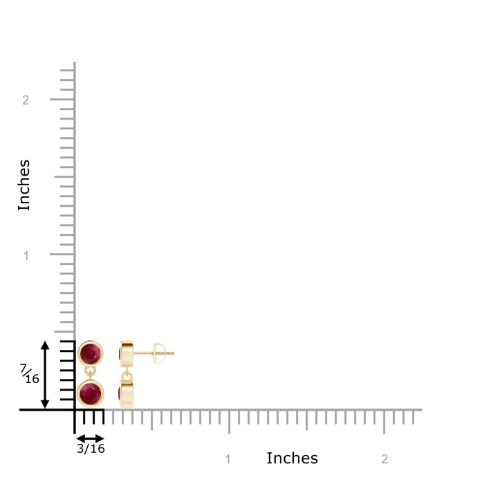 3.8mm A Dangling Two Stone Ruby Earrings in Yellow Gold product image
