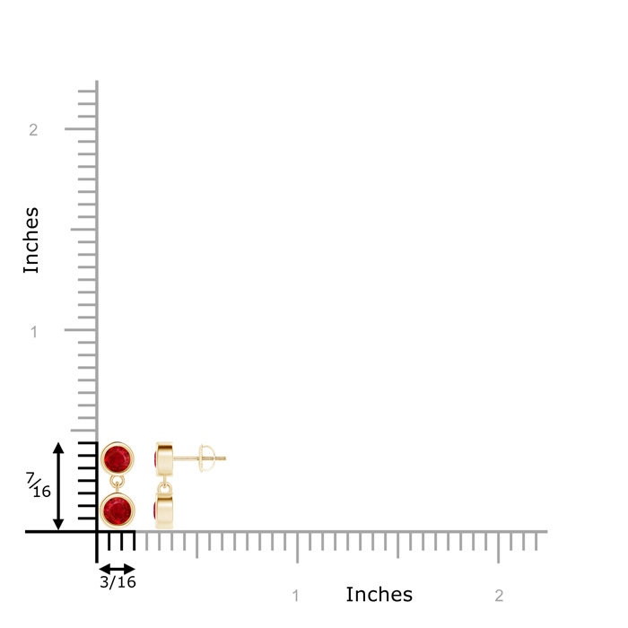 3.8mm AAA Dangling Two Stone Ruby Earrings in Yellow Gold product image