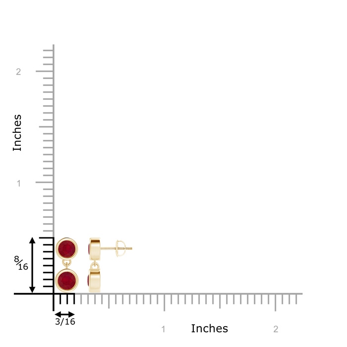 4.1mm AA Dangling Two Stone Ruby Earrings in Yellow Gold product image