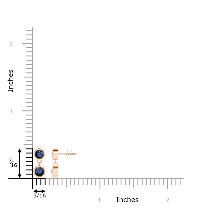 3.8mm AA Dangling Two Stone Blue Sapphire Earrings in Rose Gold product image