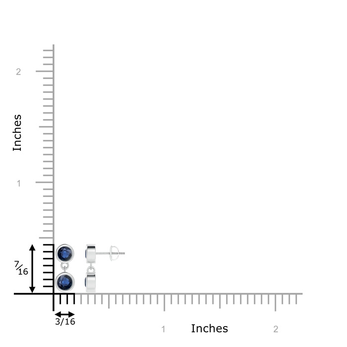 3.8mm AA Dangling Two Stone Blue Sapphire Earrings in White Gold product image